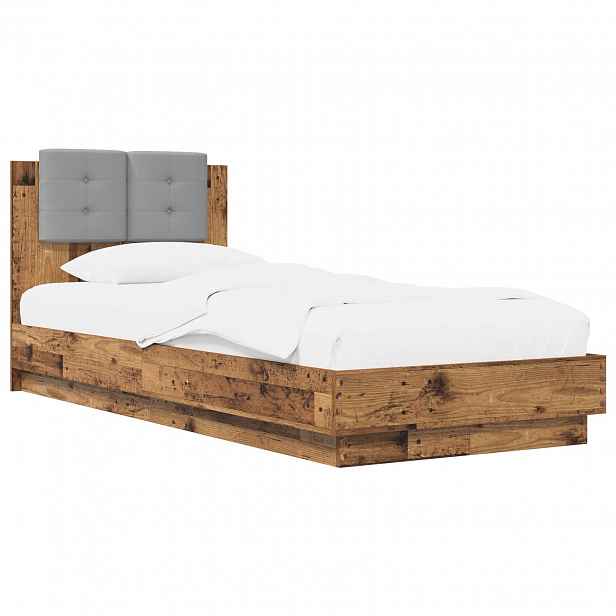 vidaXL Rám postele s čelem Staré dřevo 80 x 200 cm Kompozitní dřevo