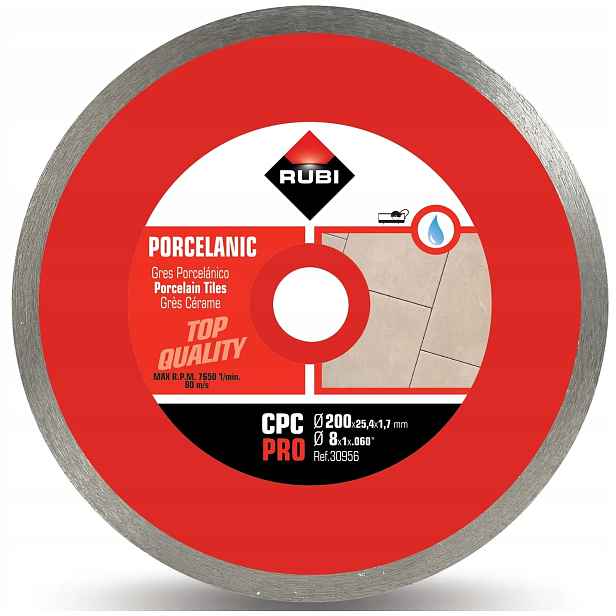 Diamantový Kotouč Pro Slinuté Dlažby Porcelán Cpc 200 Pro 200x25,4x1.7MM 30956 Rubi