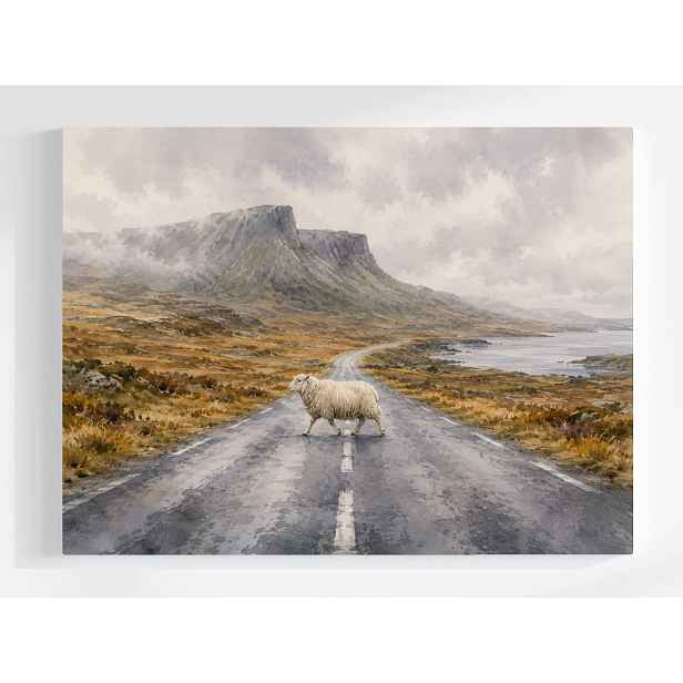 Obraz Na Plátně Obraz Na Plátně Skotsko Irlandsko Hory Cesta Silnice Ovce Mlha 80x60