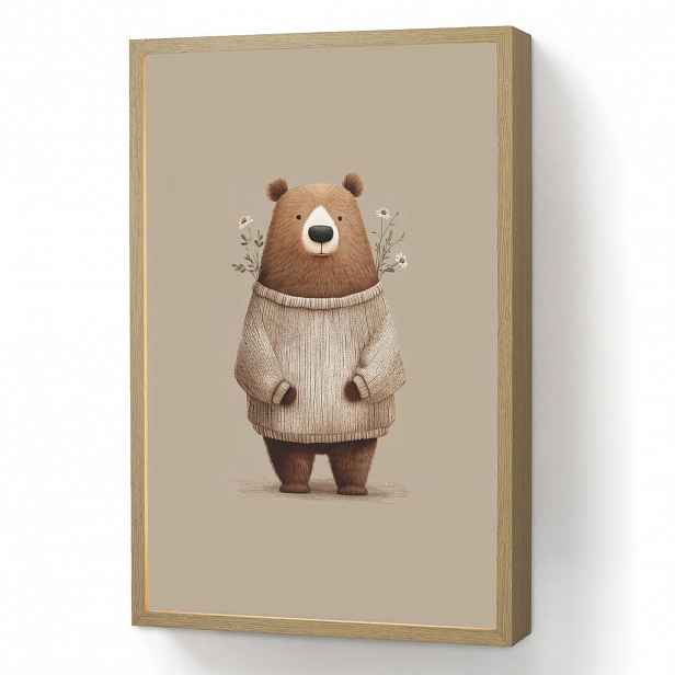OnlyWow DOBÍJECÍ NOČNÍ LAMPIČKA Medvěd - Bílé květy - Cosy 40x60 cm