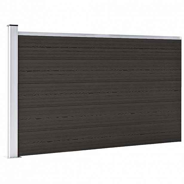 vidaXL Plotový dílec WPC 175 x 105 cm černý