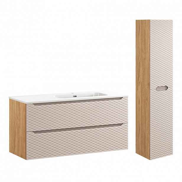 Petits-meubles KOUPELNOVÝ NÁBYTEK 120cm Elora 2er-Set Béžová a dřevo