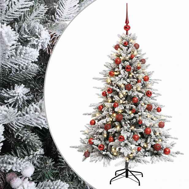 vidaXL Umělý vánoční stromek s vánočními koulemi 150 cm 150 LED
