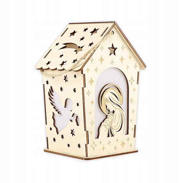 dřevěná lucerna Led lampička 17 cm Vánoce