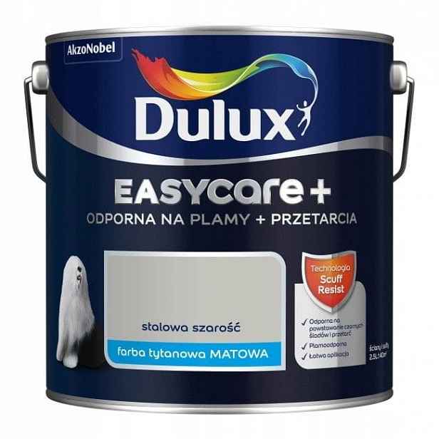 Dulux Barva Latexová Barva Easycare+ 2,5 L, Ocelová Šedá