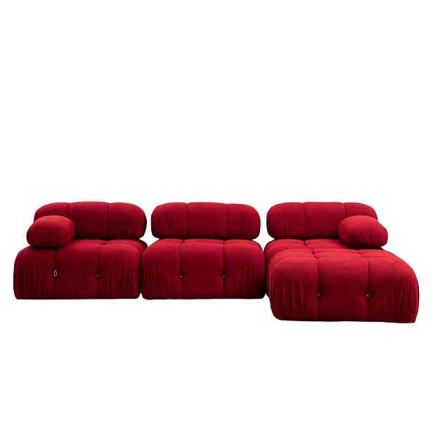 Hanah Home Rohová modulární sedací souprava Bubble 288 cm s taburetem červená