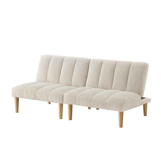 Modenvie ROZKLÁDACÍ pohovka z manšestru, 167/82/72 cm béžová, s 3polohovým opěradlem