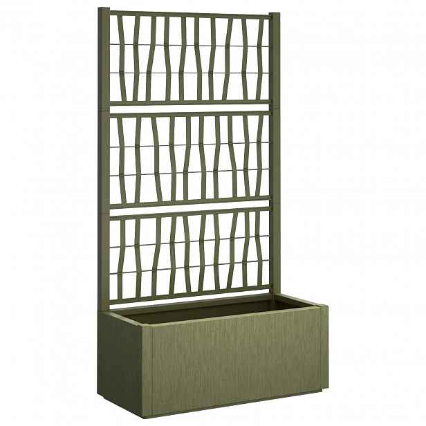 vidaXL Zahradní květináč s trellisem Zelená 80 x 36 x 140 cm PP