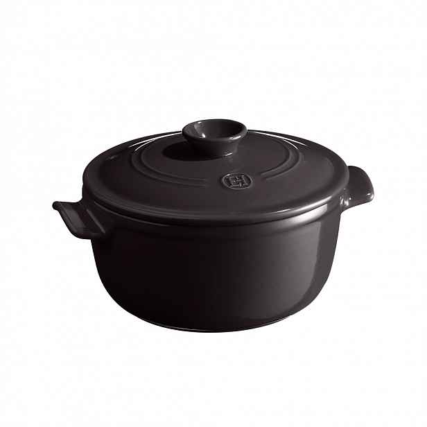Emile Henry Hrnec kulatý s poklicí - 22 cm / 2,5 l, pepřová 794525