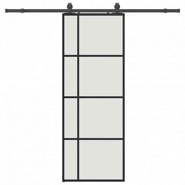vidaXL Posuvné dveře se sadou kování černé 76x205 cm ESG Glass