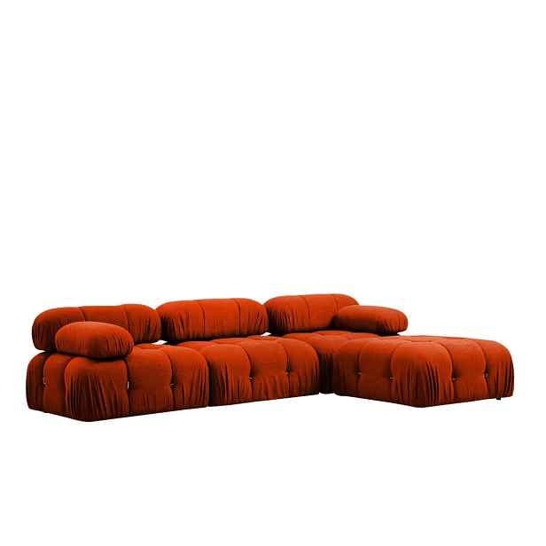 Hanah Home Rohová modulární sedací souprava Bubble 288 cm s taburetem cihlová