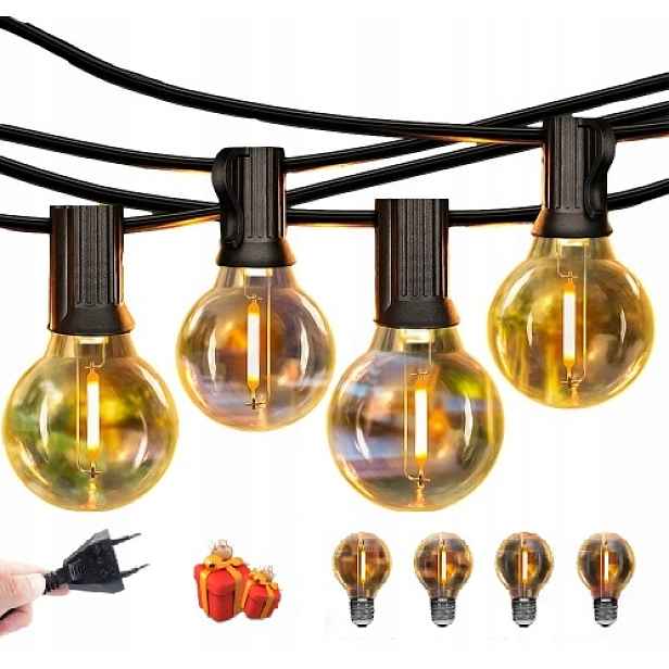 Zahradní světelná girlanda 30M 100x Led žárovka E12 vodotěsná, odolná