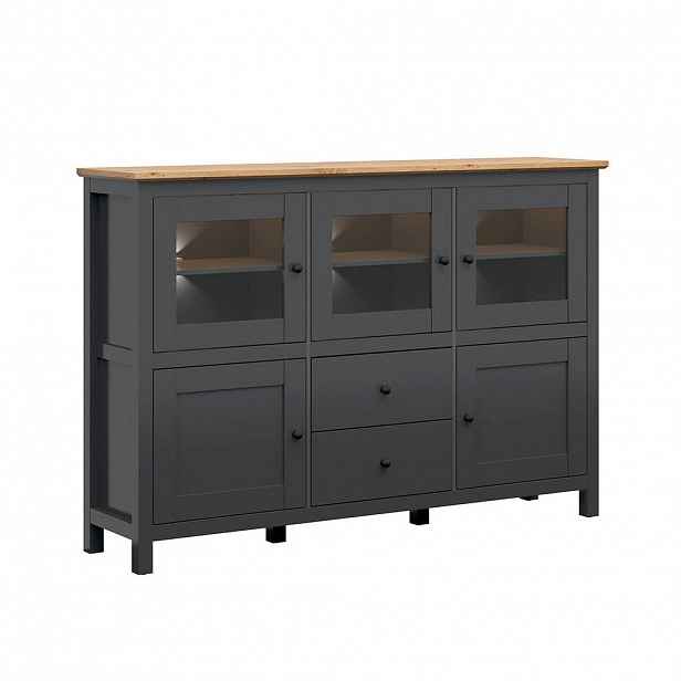 Petits-meubles SIDEBOARD Duck Antracitově šedá a dřevo
