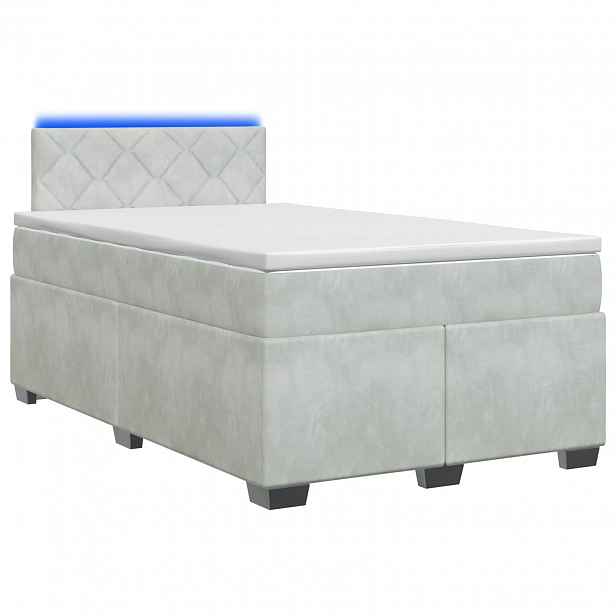 vidaXL Box spring postel s matrací a LED Světle šedá 120 x 190 cm