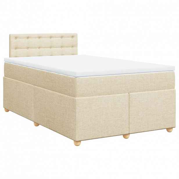 vidaXL Box spring postel s matrací krémová 120x190 cm textil