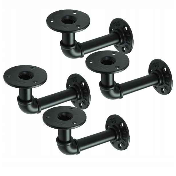 Držák pro nástěnnou polici s přírubou 140 x 96 mm, trubka, loft, industriální
