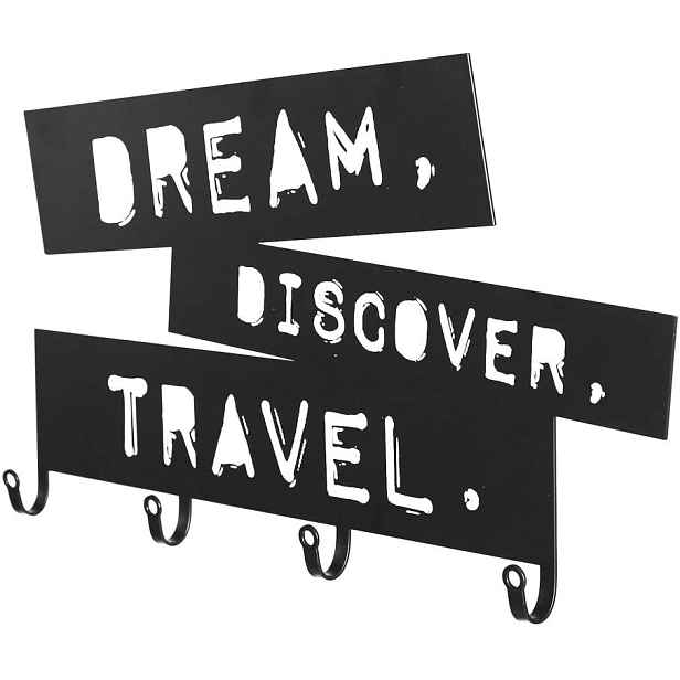 Miadomodo 75112 Nástěnný věšák se čtyřmi háčky, Dream, Discover, Travel