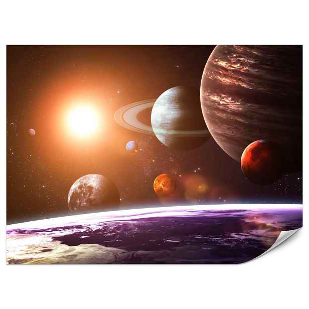 Muralo FOTOTAPETA do Kanceláře Sluneční Soustava Planety Pohled Hvězdy 200x140