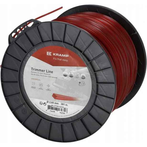 Žací struna Ø 2.65 mm 281 m čtvercová červená Kramp NL27281SKR