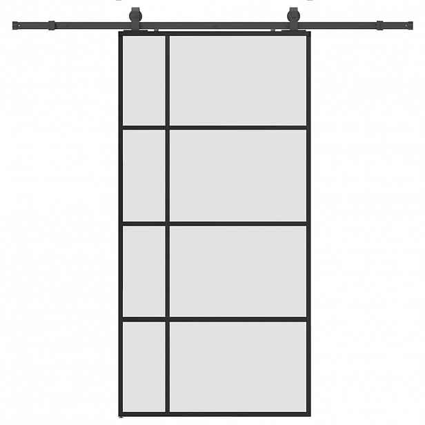 vidaXL Posuvné dveře se sadou kování černé 102,5x205 cm ESG Glass