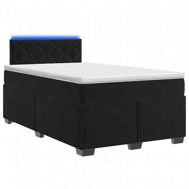 vidaXL Box spring postel s matrací a LED Černá 120 x 190 cm Samet