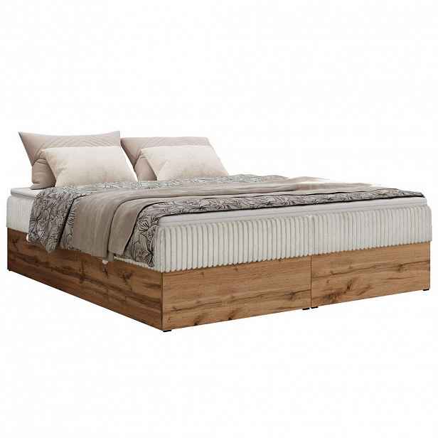 MKS KONTINENTÁLNÍ POSTEL WOOD ZERO 140/200 - Béžová Manšestr - H3