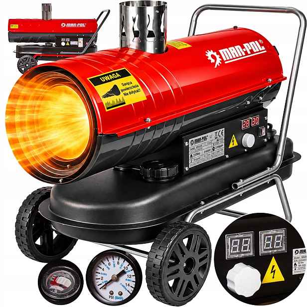 Naftové Topidlo Benzínový 30 Kw Termostat Kamna Dmychadlo S Komínem On LCD