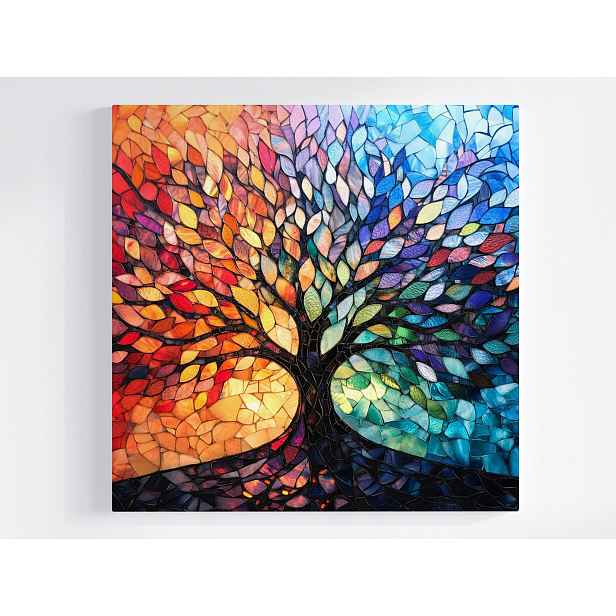Obraz Na Plátně Canvas Mozaika Vitráž Dekorace Strom Života Boho 50x50