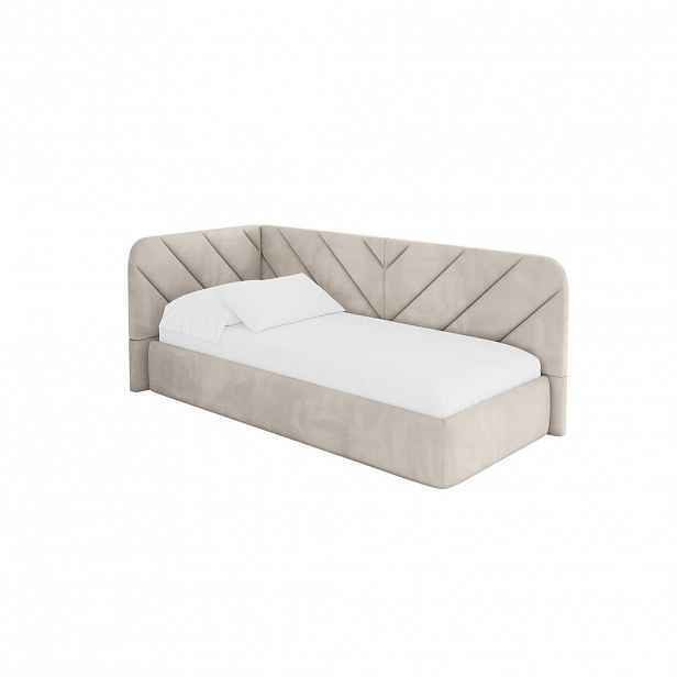 ALTDECOR JEDNOLŮŽKOVÁ POSTEL pro mládež s úložným prostorem a matrací H3/H4, vpravo - FIKY 100x200 béžová