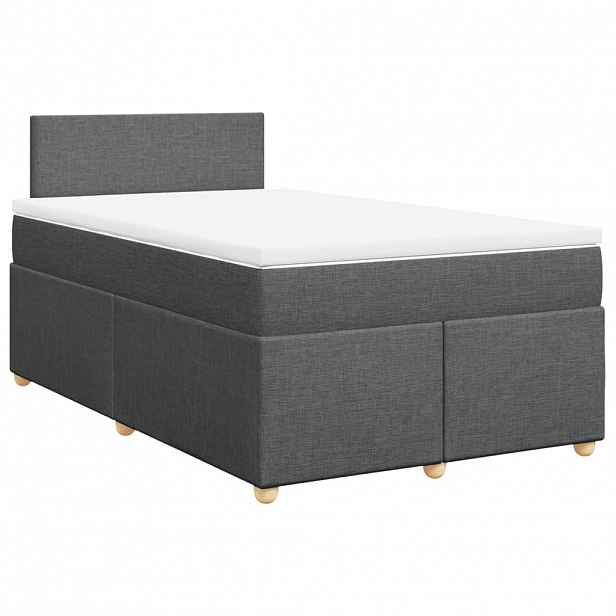 vidaXL Box spring postel s matrací tmavě šedá 120x200 cm textil
