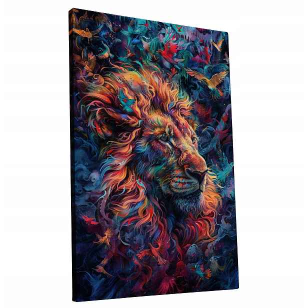 Obraz na plátně Barevný Lev v Moderním Stylu pro dům, pokoj, obývací pokoj 60x90