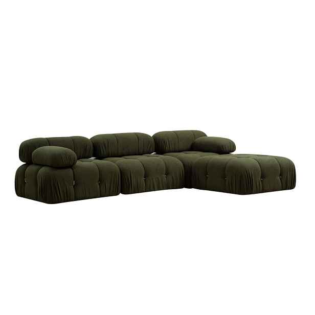 Hanah Home Rohová modulární sedací souprava Bubble 288 cm s taburetem zelená