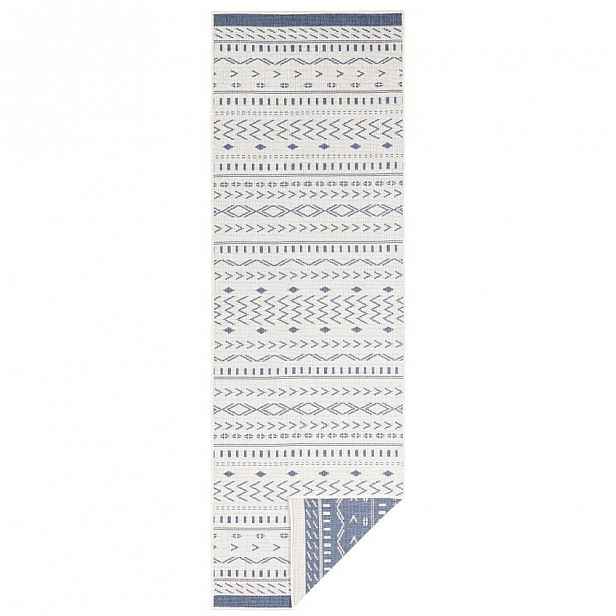 Modro-krémový venkovní koberec Bougari Kuba, 80 x 250 cm