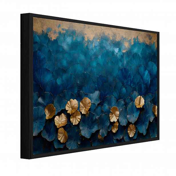 Obraz na kovu Glamour Granátové listy Zlaté 3D do předsíně 120x80