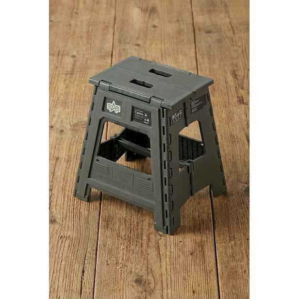 Skládací stolička Foldable Stool Alpha Cage Logo sage green
