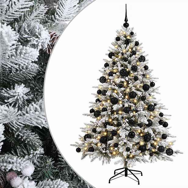 vidaXL Umělý vánoční stromek s vánočními koulemi 180 cm 300 LED