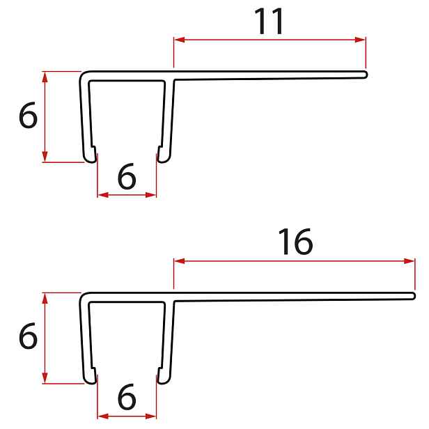 Gelco Set svislých těsnění pro sklo 6/6mm, 1900mm (2ks)