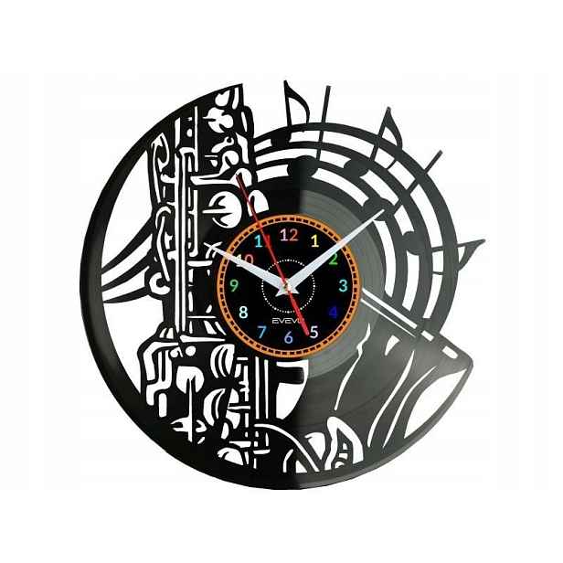Saxophone Dárek Originální dekorace do domu Hodiny z vinylové desky