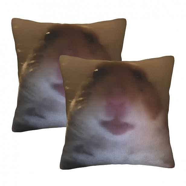 TEMU 2 ks Polštářové Povlaky s Meme Šťastného Křečka - Roztomilý Design Srdíčkového Obličeje, Měkké Plyšové Dekorační Pouzdra do Ložnice, Obýváku
