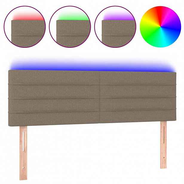 vidaXL Čelo postele s LED taupe 144x5x78/88 cm textil