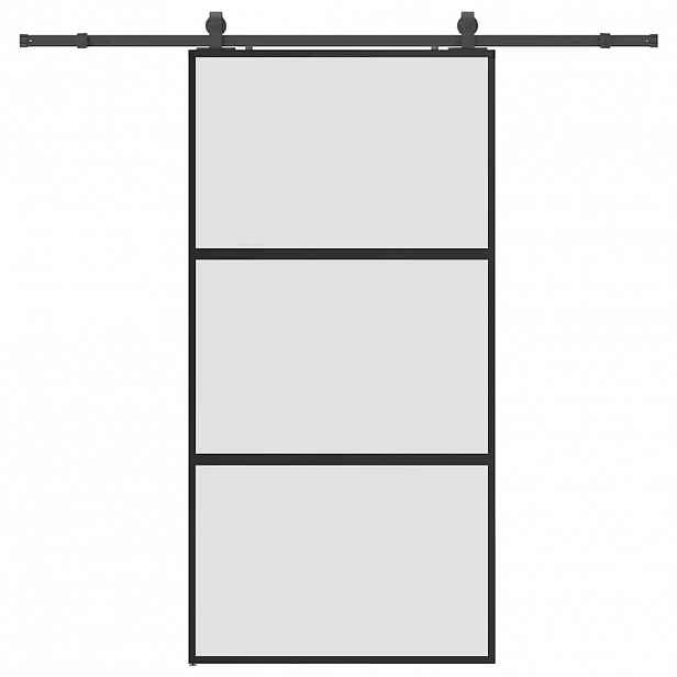 vidaXL Posuvné dveře se sadou kování černé 102,5x205 cm Tvrzené sklo