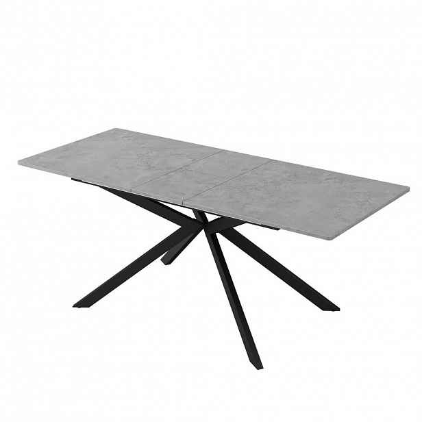 OKWISH JÍDELNÍ stůl 150/180/70/76 cm černý a šedý z MDF s rozkládací deskou a křížovou podnoží