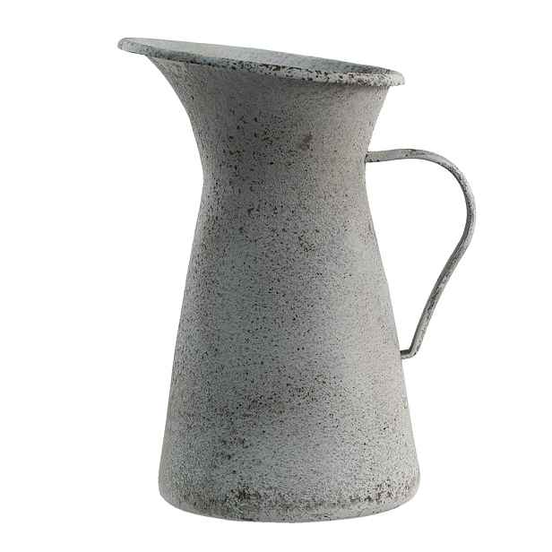 Šedý bílý antik dekorativní kovový džbán - 15*15*27 cm Clayre & Eef