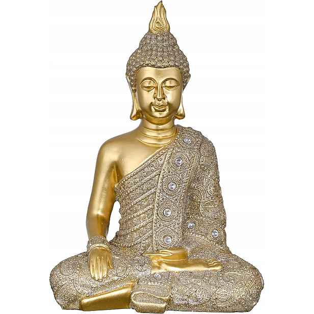 Zlatý buddha zen meditace 27 cm pozitivní dárek