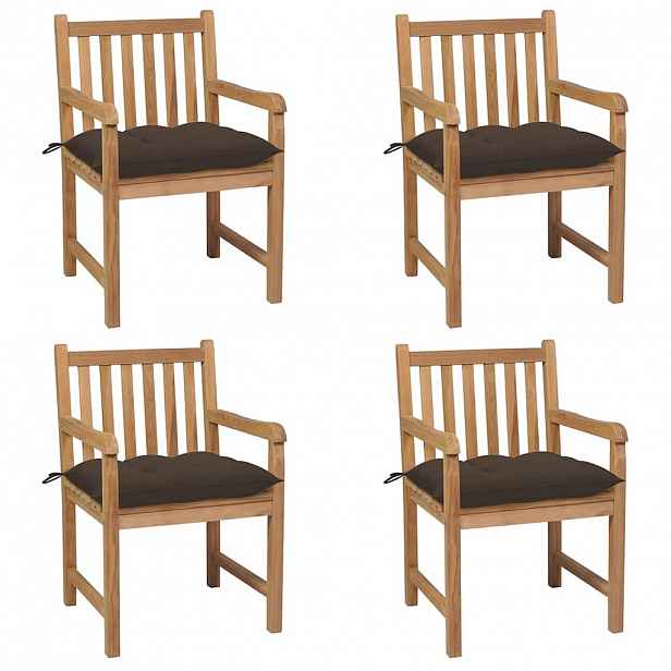 vidaXL Zahradní židle 4 ks taupe podušky masivní teak