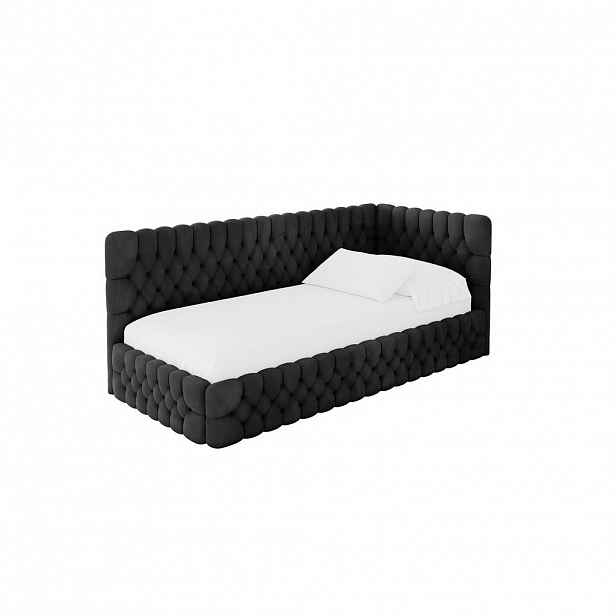 ALTDECOR JEDNOLŮŽKOVÁ POSTEL pro mládež s úložným prostorem, vlevo - MULY 100x200 černá