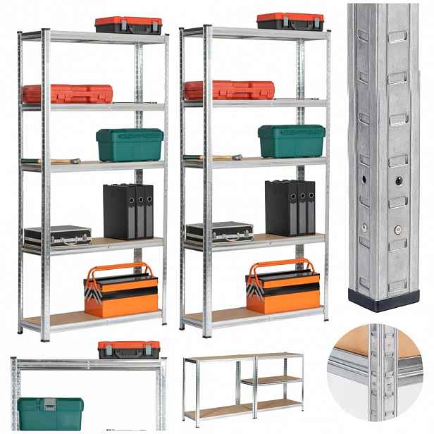 Set regálů do domácnosti 90 cm QARIAN - stříbrný