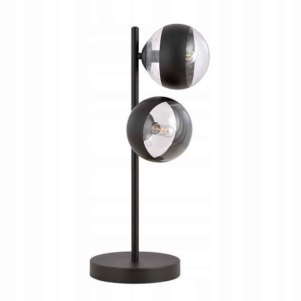 Stolní lampa noční černá, moderní skleněná, 2 koule s páskem, 38 cm Emibig