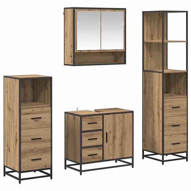 vidaXL Sada koupelnového nábytku 4 ks Artisanový dub 65 x 33 x 60 cm