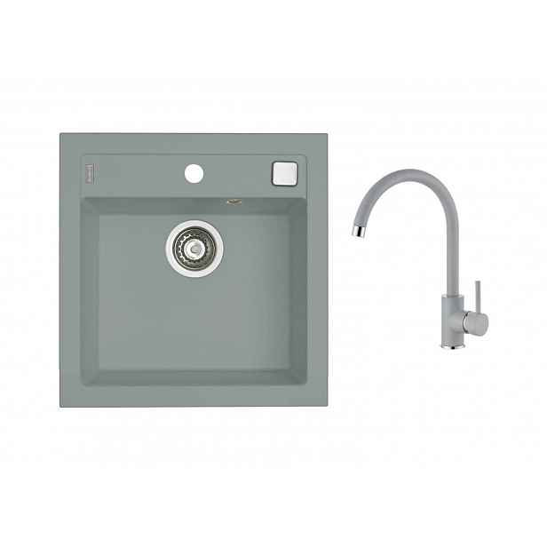 Alveus - Set dřezu Formic 20 a baterie Kati, s ovládáním odpadu, concrete SETA25896